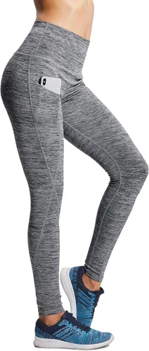 Vista 3 de Neleus calzas de yoga para mujer con bolsillo y cintura alta, para correr, con control de barriga