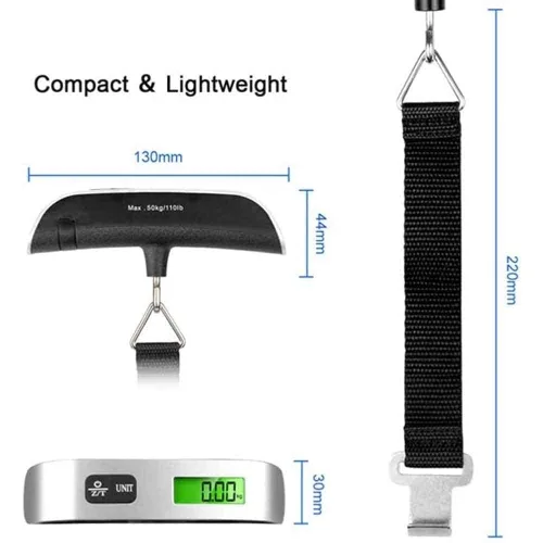 Vista 2 de Báscula digital de equipaje, báscula digital portátil para colgar, báscula digital de equipaje colgante de 110 libras con retroiluminación