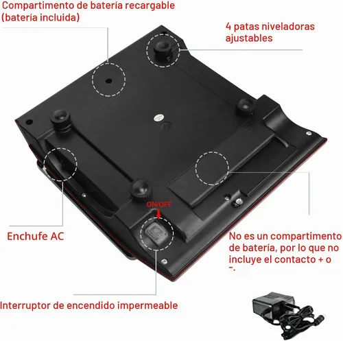 Vista 5 de Báscula de computación electrónica de precio 66 lb/30 kg impermeable, digital comercial para alimentos y carnes, báscula de pesaje recargable