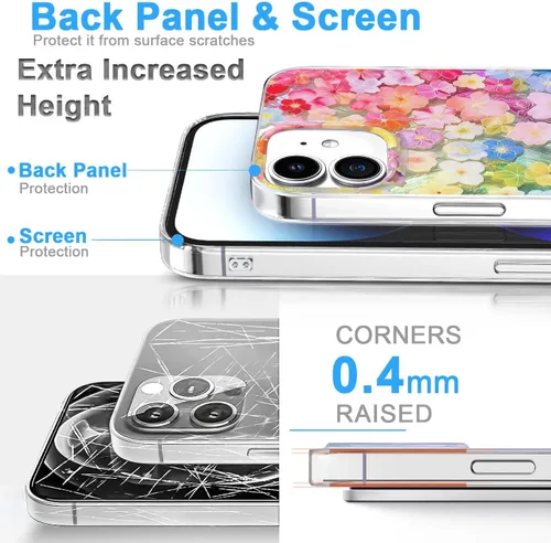 Vista 5 de I-MGAE-IN-AR Funda compacta para iPhone 12 Pro, diseño colorido de flores iridiscentes, holográfica, brillante, bonita funda para iPhone 12