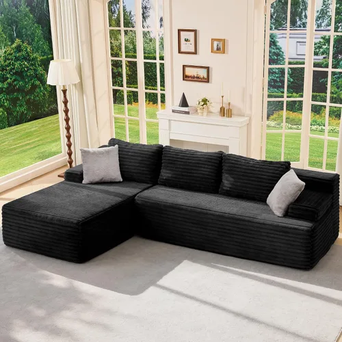 Vista 28 de Hobestluk - Sofá modular sin hueso, sofá seccional en forma de L 96" Right Facing Chaise Black,Memory Foam,Removable Cover,Non-slip Bottom,No