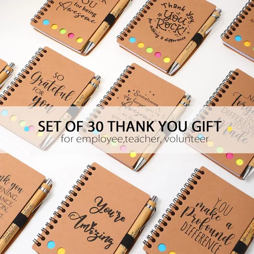 Vista 7 de Honoson Juego de 10 cuadernos inspiradores a granel con notas adhesivas y bolígrafo de bambú, regalos de agradecimiento para profesores, enfermeras