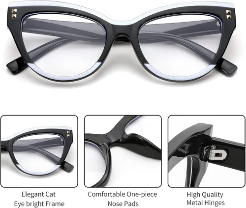 Vista 5 de FEISEDY Gafas de computadora con bloqueo de luz azul de gran tamaño para mujer, marco antifatiga ocular B2323