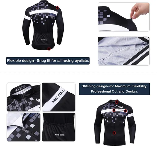 Vista 3 de Conjunto de camiseta de ciclismo para hombre, camiseta reflectante de secado rápido y pantalones cortos de ciclismo acolchados 3D, M