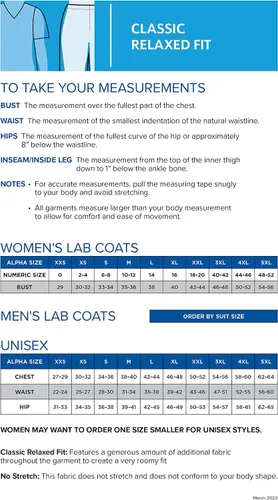 Vista 6 de 5 bolsillos, ajuste clásico relajado, longitud completa, 3 botones, bata de laboratorio para mujer 3165