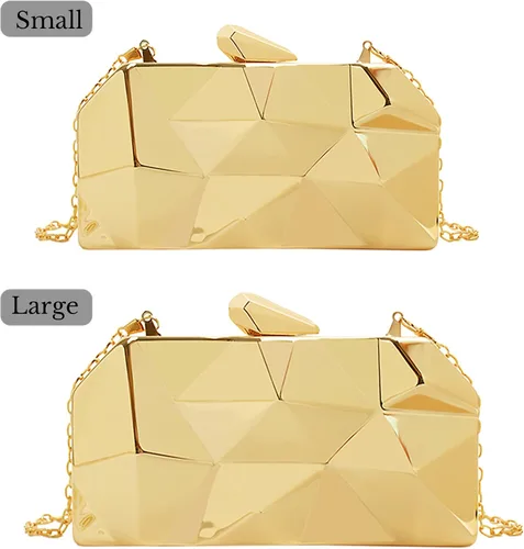 Vista 3 de Reberomantic - Bolso de mano para mujer con patrón de celosía, geométrico, con cadena, tipo clutch para la noche