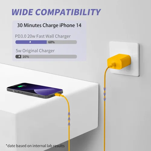 Vista 2 de Cargador de iPhone de carga rápida, [certificado MFi] Paquete de 20 W tipo C bloque de carga rápida con [10 pies y 6 pies] USB C a cable Lightning