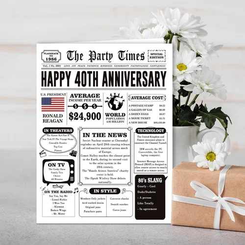 Vista 6 de Missonemi Tarjeta de regalo de 40 aniversario para mujeres y hombres, tarjeta jumbo de 40 aniversario de boda, ideas de regalo para abuelo, abuela