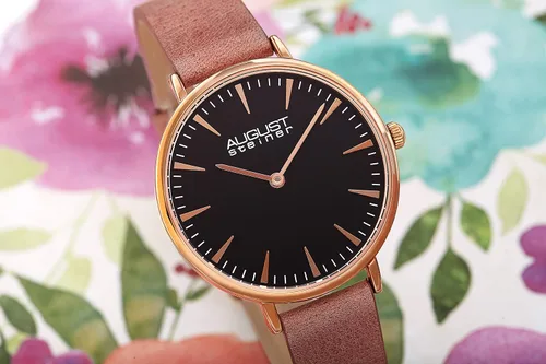 Vista 5 de August Steiner Reloj de pulsera de piel de nobuk con movimiento de cuarzo para mujer, AS8187