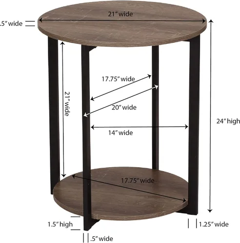 Vista 3 de Household Essentials Mesa auxiliar de madera con estante de almacenamiento Ashwood