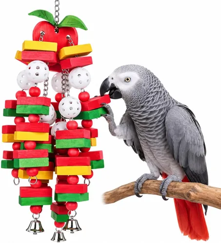 Vista 10 de KINTOR Juguete grande para masticar loro, juguete de jaula de pájaro para Banana