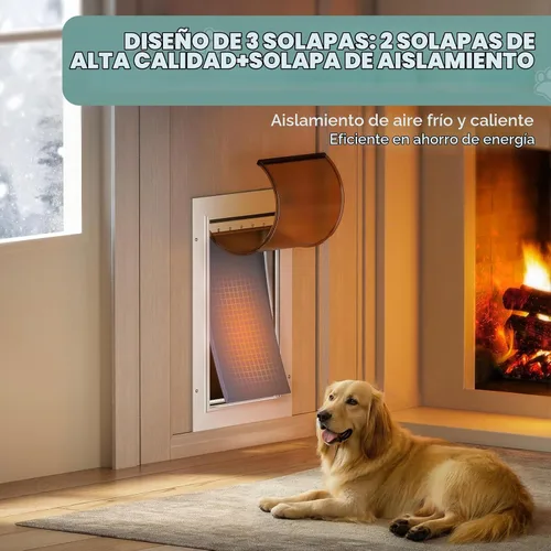 Vista 4 de Puerta de perro grande de 3 aletas para puerta, puerta de perrito de aluminio para exterior