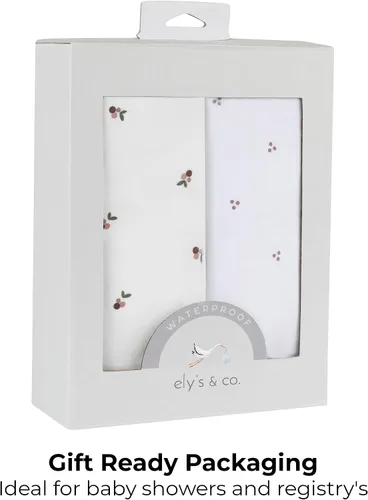 Vista 11 de Ely's & Co. Sábanas impermeables para cuna, 100 % algodón con forro impermeable, protector de colchón integrado, juego de 2 sábanas bajeras