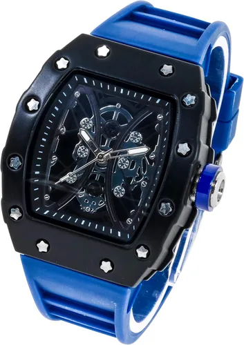 Vista 3 de ICE STAR Reloj esqueleto con forma Tonneau de 1.654 in para hombre, banda de silicona
