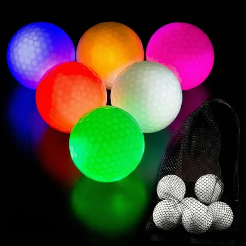 Vista 8 de THIODOON New Glow in Dark Golf Balls Resettable Time LED Ball Light up Golfer Gift Ball Night Glowing Sports Balls Glow Nighttime Lighted 40 Hours
