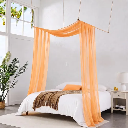 Vista 13 de Warm Home Designs Cortinas de Dosel de Cama Beige de 55 x 144 Pulgadas. Nuestras Cortinas de Cama con Dosel Individual Funcionan Muy Bien como Dosel