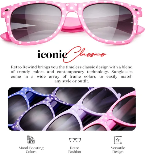 Vista 2 de Retro Rewind Gafas de sol vintage a la moda de lunares para mujer UV400