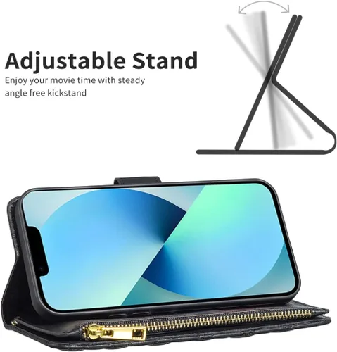 Vista 3 de Asuwish Funda de teléfono para iPhone 13 Pro de 6.1 pulgadas con protector de pantalla de vidrio templado y tarjetero de cuero con tapa
