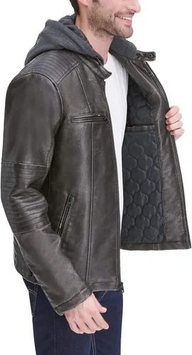 Vista 4 de Levi's Chaqueta Racer con capucha de piel sintética para hombre