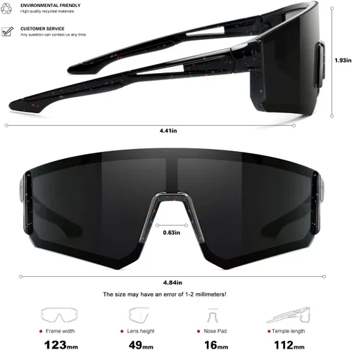 Vista 5 de SEKKAF - Gafas de sol deportivas para jóvenes, para béisbol y softbol, para niños y niñas de 6 a 12 años, gafas de sol para ciclismo, ligeras