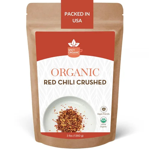 Vista 6 de SPICY ORGANIC Copos de pimiento rojo triturado de 5 libras – Especias de condimento de chiles resistentes – USDA orgánico, Kosher, sin OGM