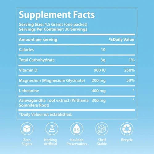 Vista 6 de UltraCalm Super Cortisol Bebida con glicinato de magnesio, Ashwagandha, L-teanina, vitamina D3, polvo de magnesio para el sueño y el alivio