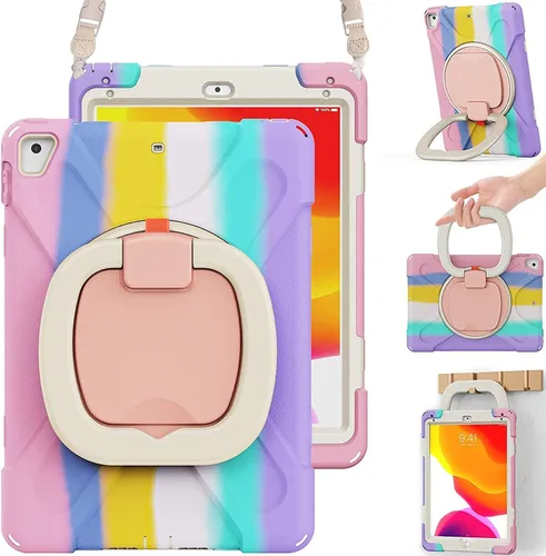 Vista 25 de Funda para iPad Air de 3ª generación – Funda resistente para niños con soporte giratorio, soporte para lápices y correa de transporte para iPad