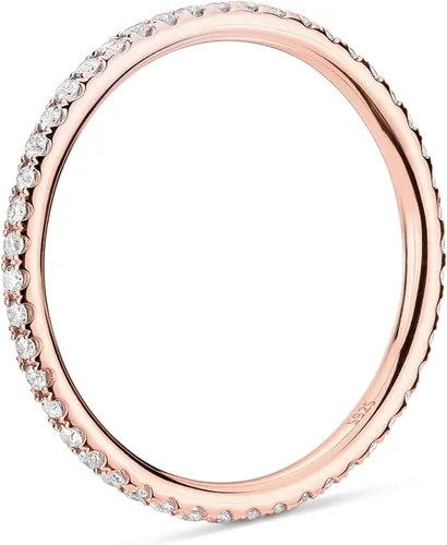 Vista 3 de PAVOI 14K Gold Plated Solid 925 Sterling Silver CZ Simulated Diamond Stackable Ring Eternity Bands for Women