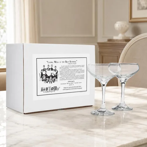 Vista 4 de HISTORY COMPANY The 1930 Literary Round Table Cocktail Coupe - Juego de 2 piezas inspirado en algonquines para cócteles artesanales y champán