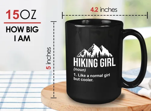 Vista 6 de Flairy Land Taza de café de senderismo de 15 onzas color negro – Senderismo Chica – Senderismo Backpacker Backpacker Mountain Boardwalks Mochilero