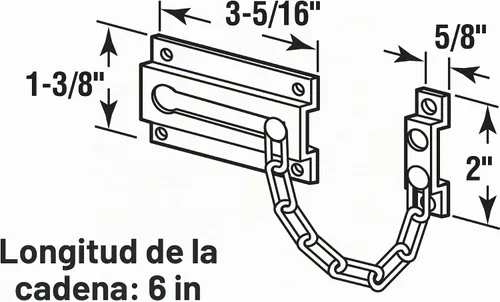 Vista 2 de Defender Security U 10305 Prime Line - Protector de puerta de cadena estándar, sólido, bronce clásico