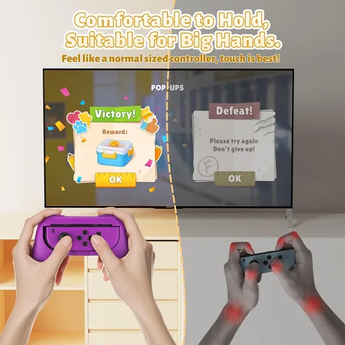 Vista 3 de FASTSNAIL Grips Compatible with Nintendo Switch for Joy Con & OLED Model for Joycon, Wear-resistant Handle Kit Compatible with Joy Cons Controllers