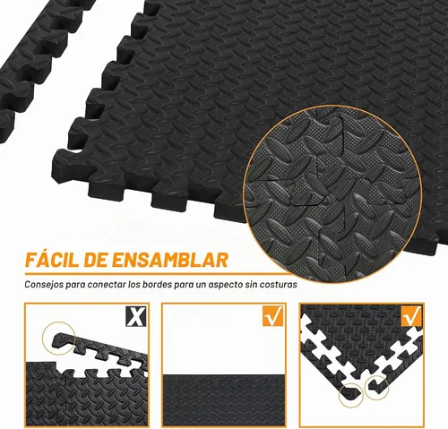 Vista 6 de Mat Block - Esterillas de piso de EVA para ejercicio: Tapetes de espuma interconectados de alto rendimiento - 6 baldosas (Área: 24 pies cuadrados)