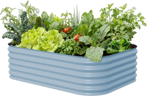 Vista 9 de Kits de cama de jardín elevada de Vego Garden Aluzinc, cama de plantación elevada de metal modular de 17" de alto, 6 en 1 para verduras, flores