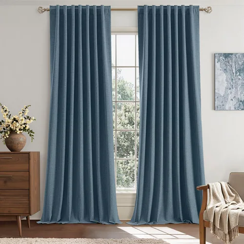Vista 10 de EMEMA - Cortinas opacas de lino color beige, 72 pulgadas de largo, 2 paneles para dormitorio o sala de estar, con aislamiento térmico, 100%