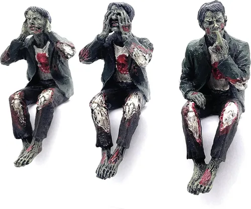 Vista 5 de RUSTIX - Figuras de zombies Walking Dead – See Hear Speak No Evil Undead - Estante, coleccionables y decoración de zombies, regalos perfectos