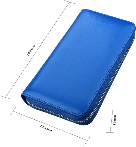 Vista 6 de Easyoulife Cartera de cuero genuino para mujer con tarjetero RFID seguro 36 ranuras