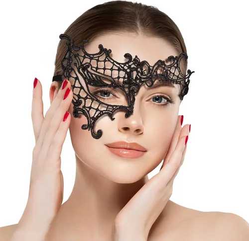Vista 9 de Masquerade Mask for Women Lace Masks for Venetian Party Costume Halloween Carnival