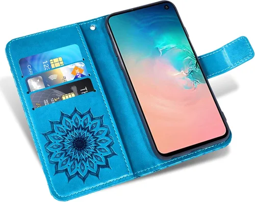 Vista 3 de Funda de teléfono para Samsung Galaxy S10e Cartera con protector de pantalla de vidrio templado, funda magnética de cuero, soporte para tarjetas
