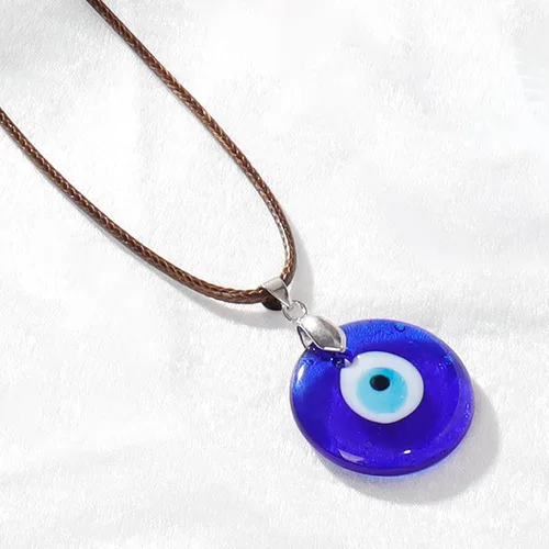Vista 2 de Long tiantian Evil Eye Pendant Necklace for Women Blue Turkish Leather Rope Big Eye Necklace Ojo Necklace Third Eye Lucky Protection Necklace