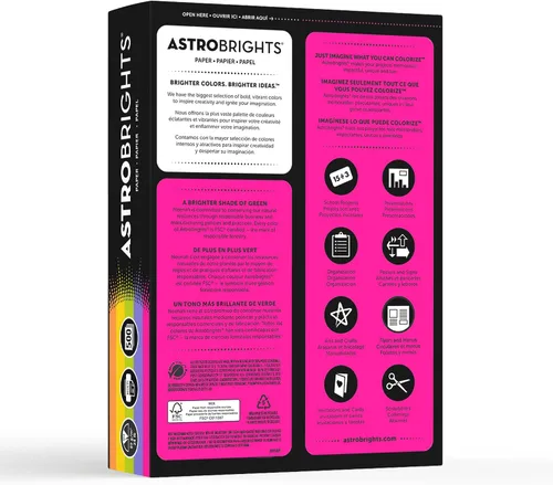 Vista 4 de Neenah Astrobrights(R) Surtido de papel de colores brillantes, 8 1/2 pulgadas x 11 pulgadas, 24 libras, 500 hojas por resma