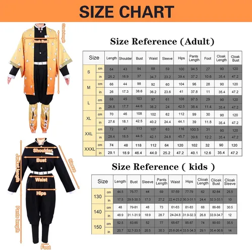 Vista 6 de Zenitsu Cosplay Costume for Kids Adult Anime Tanjiro Nezuko Kimono Halloween Shinobu Cosplay Party