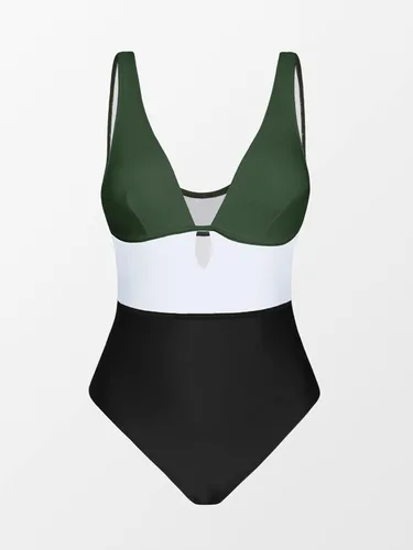 Vista 4 de CUPSHE Traje de baño de una pieza para mujer con bloques de color y abertura