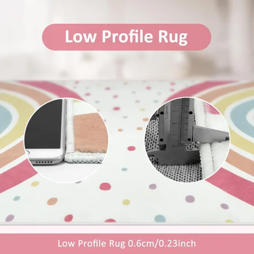 Vista 6 de STARUIA Alfombra lavable de arco iris para guardería de niñas, alfombra pequeña de 3 x 5 pies, alfombras de área coloridas para dormitorio de niños