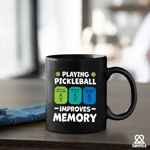 Vista 5 de Taza de cerámica Playing Pickleball Improves Memory Pickleball Lovers Gifts Coffee Cup 11 oz (negro)