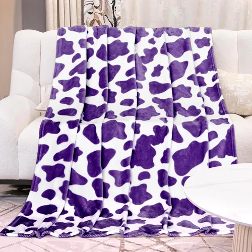 Vista 13 de Manta de vaca para niños de 40 x 50 pulgadas, ropa de cama de forro polar ultrasuave para niños y niñas, manta ligera para cochecito de bebé, bonita