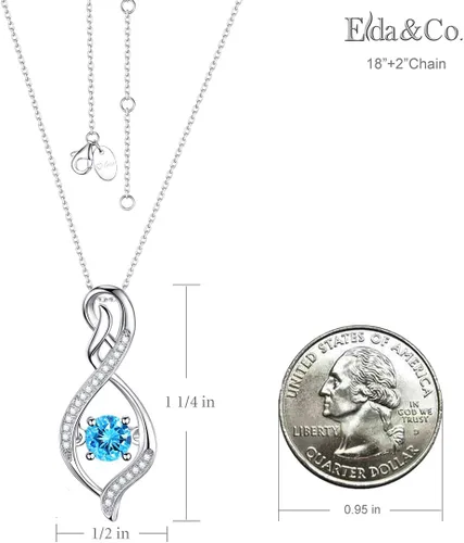 Vista 5 de Regalos de cumpleaños para mujeres, collar de amor infinito para esposa, mamá, piedras de nacimiento de septiembre, ópalo de zafiro azul, rosa