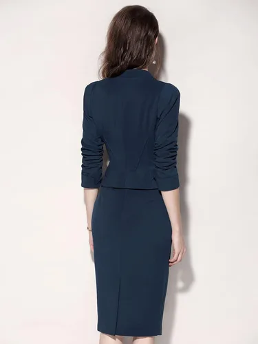 Vista 5 de Trajes para mujeres, negocios, 2 piezas, ropa formal, conjunto de falda de un botón y falda