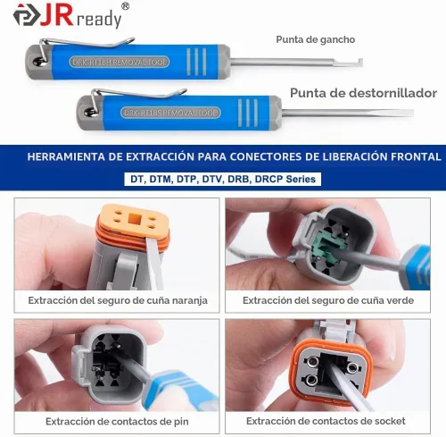 Vista 8 de JRready ST5257-PRO Kit de Herramientas de Conector Deutsch para Contactos Sólidos/Estampados 4#8#16#12#20# 6-22 AWG, con Herramienta de Extracción
