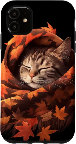 Vista 7 de Funda para iPhone 13 American Shorthair Cat Kitten Autumn Fall Leaves Case